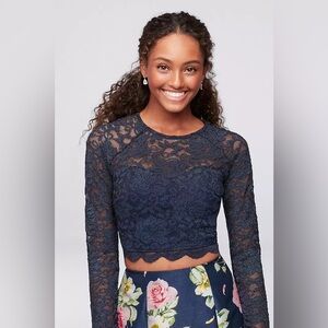 Sequin Hearts Navy Floral Formal Top - Size 3
